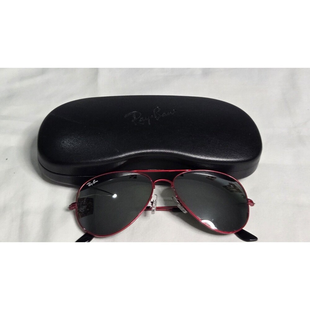 Vintage Red Framed Ray Ban Aviator Sunglasses Reflective in Case RB 82 14 Rare
